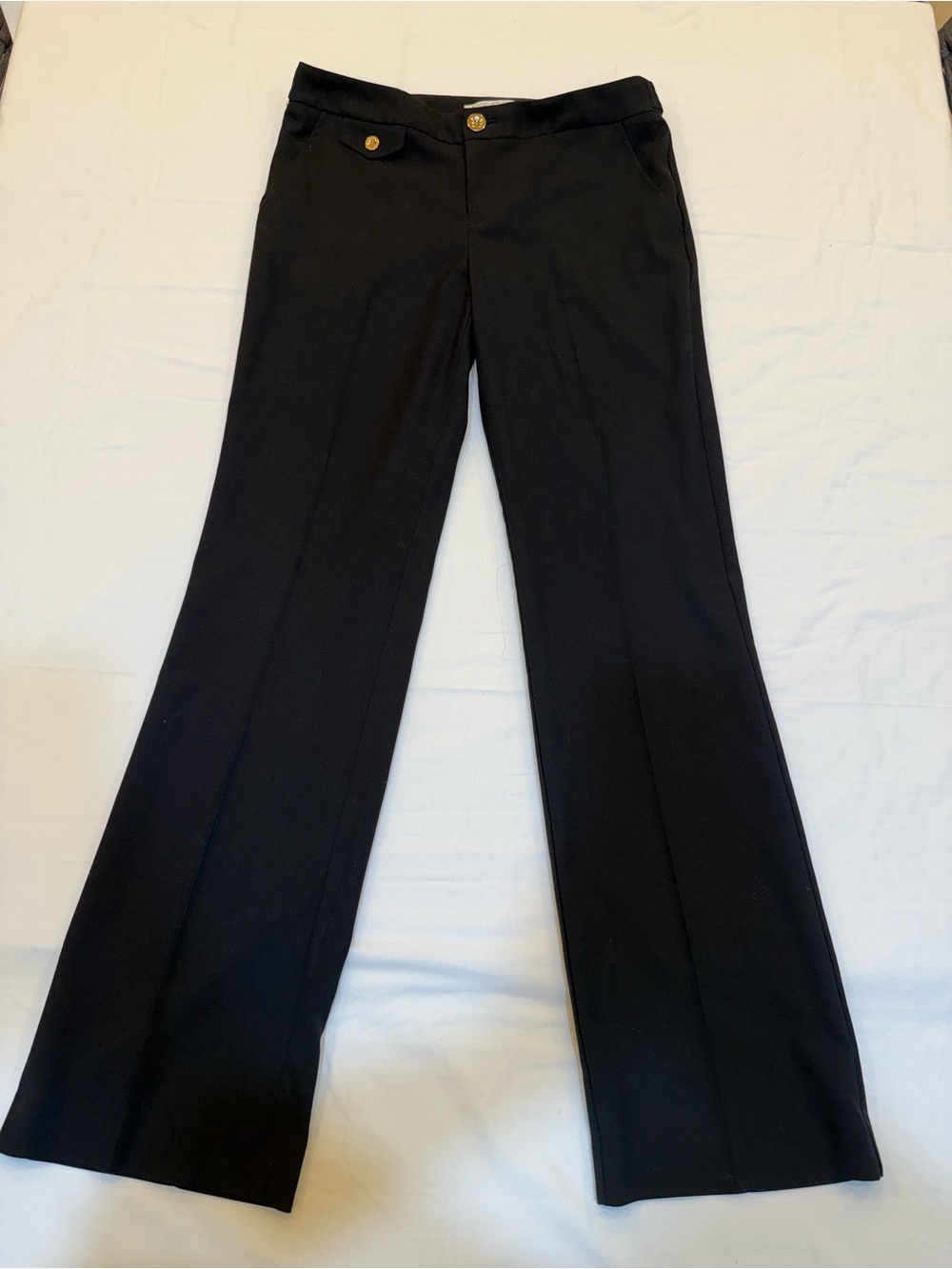 Forever 21 Black Flared Dress Pants with Gold Buttons